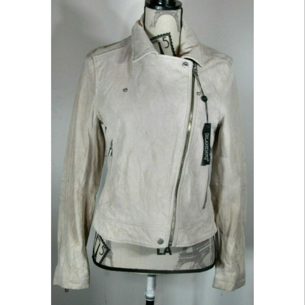 BLANKNYC Vanilla Cream Suede Moto Jacket, Womens Size Medium